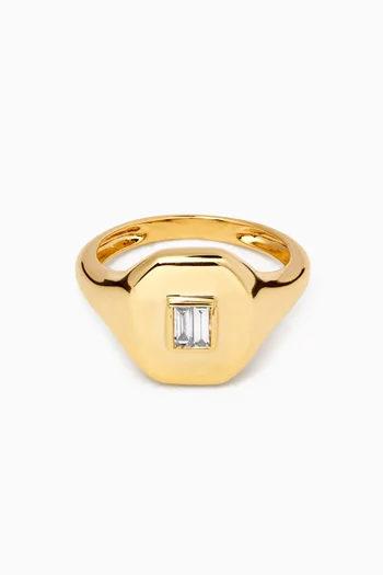 Baguette-cut Diamond Pinky Ring in 18kt Gold