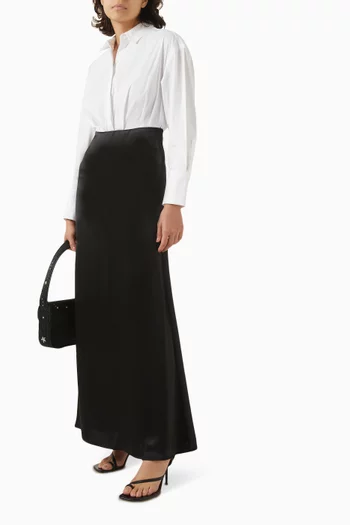 Nile Shirt Maxi Dress in Cotton & Satin
