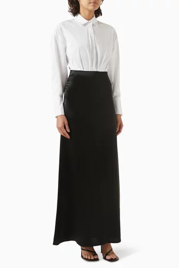 Nile Shirt Maxi Dress in Cotton & Satin