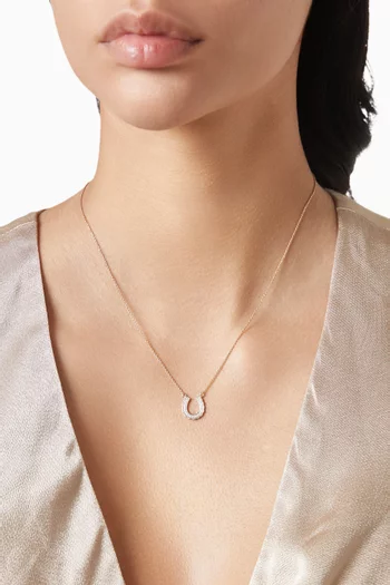 Horseshoe Diamond Pendant Necklace in 18kt Gold