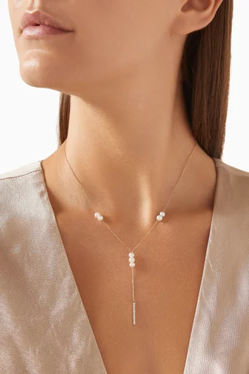 قلادة مزينة بماس مستدير ولؤلؤ ذهب أصفر عيار 18