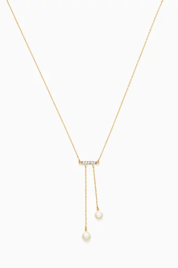 قلادة بشرّابات مزينة باللؤلؤ والماس ذهب أصفر عيار 18