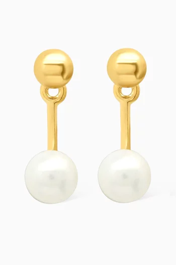 Pearl Jacket Earrings in Gold-plated Brass