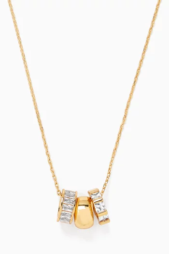 CZ Rondelle Charm Necklace in Gold-plated Brass