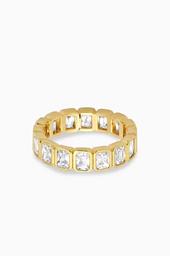 Emerald-cut CZ Eternity Ring in Gold-plated Brass