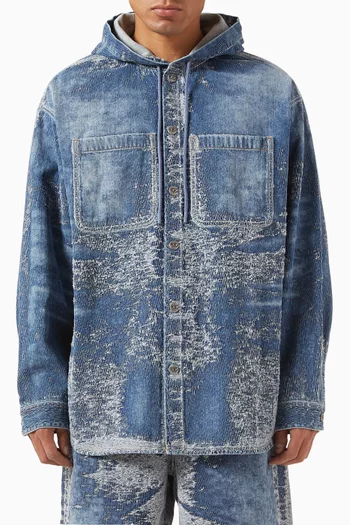 D-Dewnys Hooded Overshirt in Cotton-denim