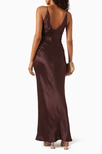 فستان لا لون طويل بظهر مكشوف فيسكوز