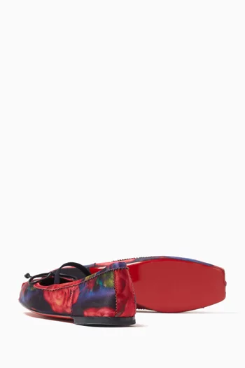 Rose-print Ballet Flats in Crepe Satin