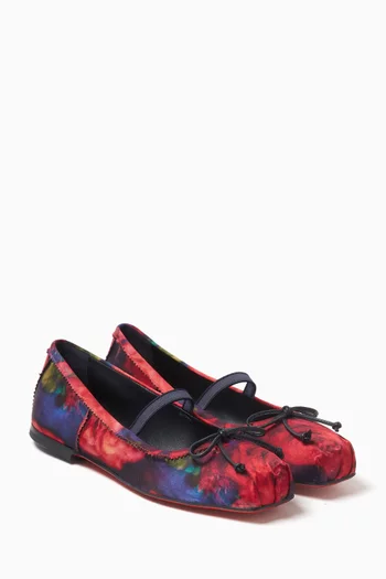 Rose-print Ballet Flats in Crepe Satin