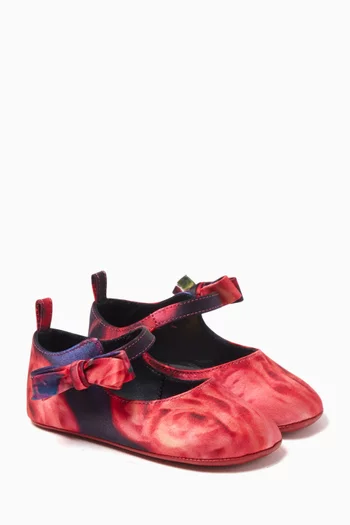 Lou Babe Rose-print Ballet Flats in Crepe Satin