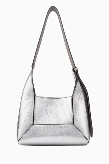 Small Diamond Hobo Bag in Metallic Leather