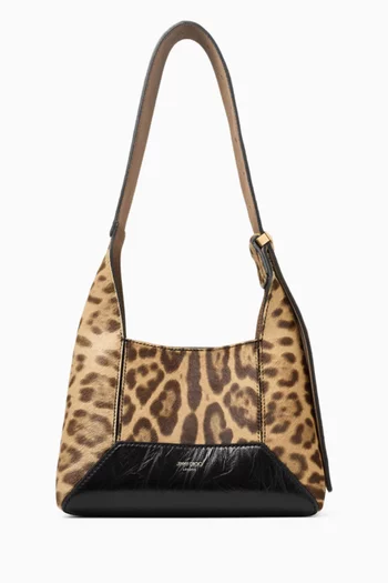 Small Diamond Hobo Bag in Pony-hair & Leather