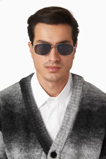 Laurence Rectangle Sunglasses in Metal