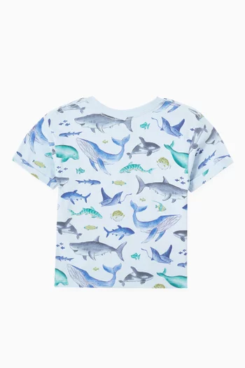 All-over Shark-print T-shirt in Organic-cotton
