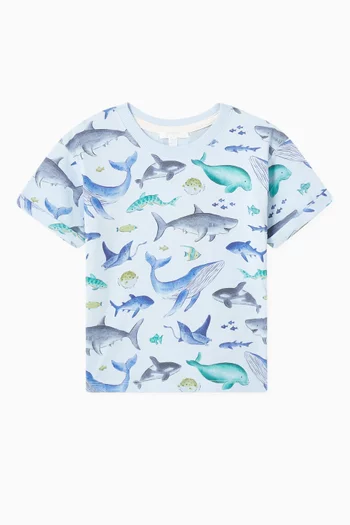 All-over Shark-print T-shirt in Organic-cotton
