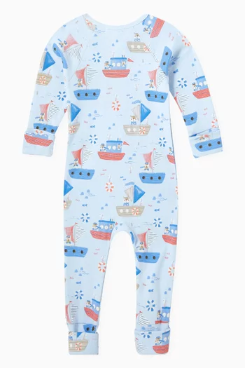 Doggy Printed Zip Growsuit in Organic Cotton