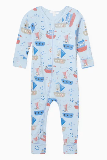 Doggy Printed Zip Growsuit in Organic Cotton