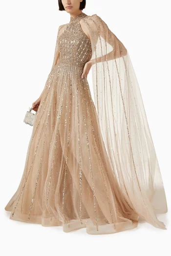 Bead-embellished Gown in Tulle