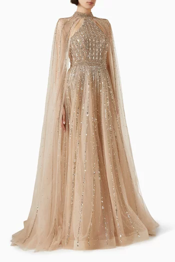 Bead-embellished Gown in Tulle
