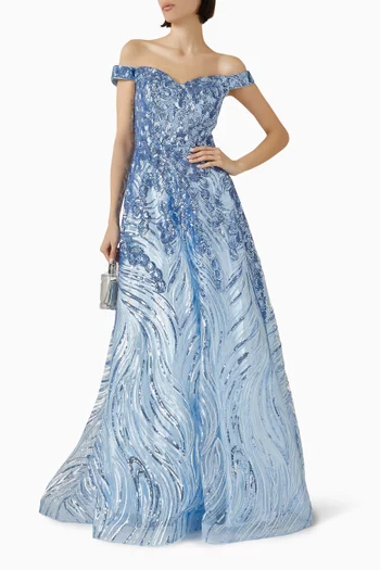 Sequin-embellished Gown in Tulle