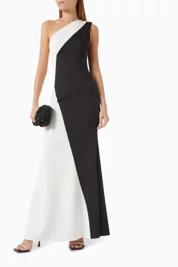 Monochrome One-shoulder Gown in Crepe