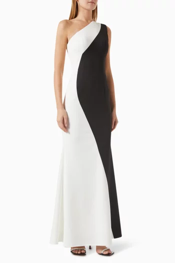 Monochrome One-shoulder Gown in Crepe
