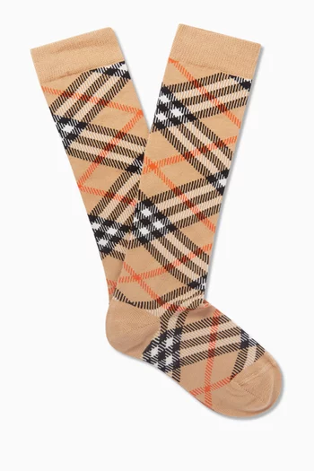 Check Socks in Rib-knit