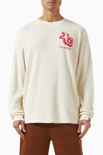 Waffle Long Sleeve T-shirt in Cotton