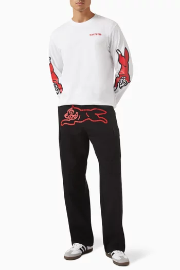 Long Sleeves Running Dog T-shirt in Cotton-jersey
