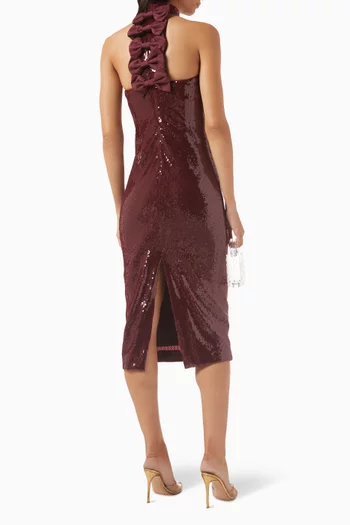 Zelda Sequin Bow Midi Dress