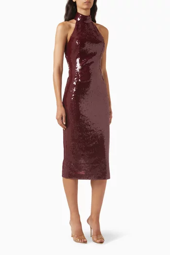 Zelda Sequin Bow Midi Dress