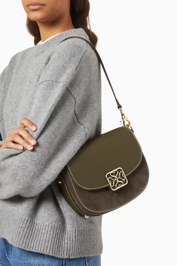 Small Bay Shoulder Bag in Suede