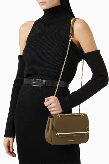 East West Mini Shoulder Bag in Grained Leather