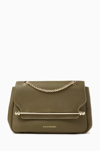East West Mini Shoulder Bag in Grained Leather