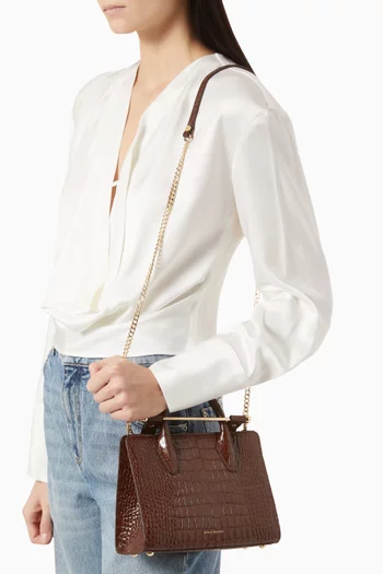 The Strathberry Mini Tote Bag in Croc-embossed Leather
