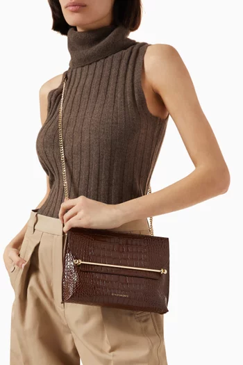 Stylist Crossbody Bag in Croc-embossed Leather