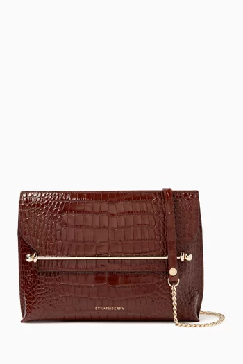 Stylist Crossbody Bag in Croc-embossed Leather