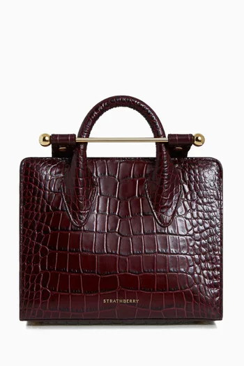 Nano Tote Bag in Croc-embossed Leather