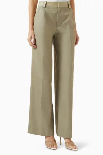 Tailored Pants in Cotton & Leather