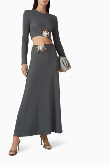 Trio-stone Crop Top in Stretch Jersey