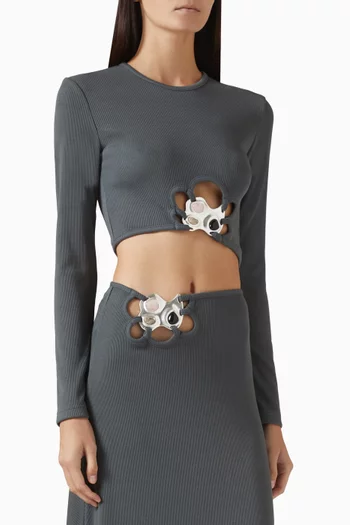 Trio-stone Crop Top in Stretch Jersey