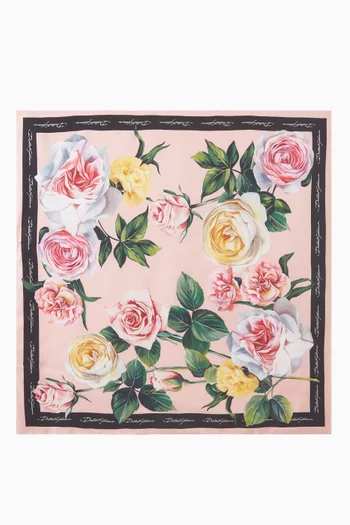 Floral-print Scarf in Silk Twill