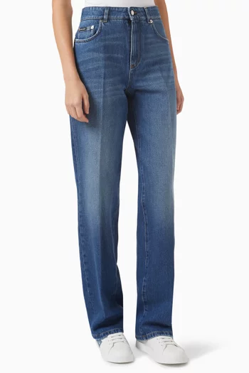 Pressed Pleat Straight-leg Jeans