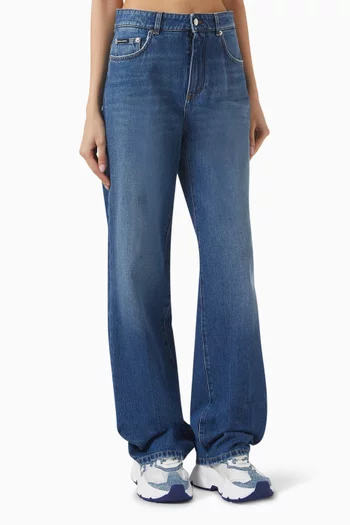Pressed Pleat Straight-leg Jeans