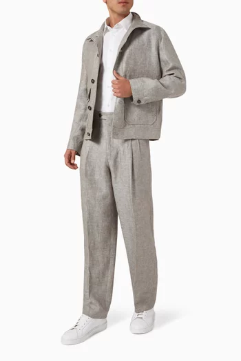 Pocket Bomber Jacket in Linen