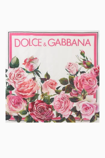 Rose-print Scarf in Silk Twll