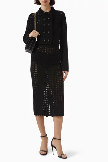 Sheer Crochet Midi Skirt in Cotton Blend