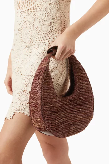 Small Moon Tote Bag in Raffia