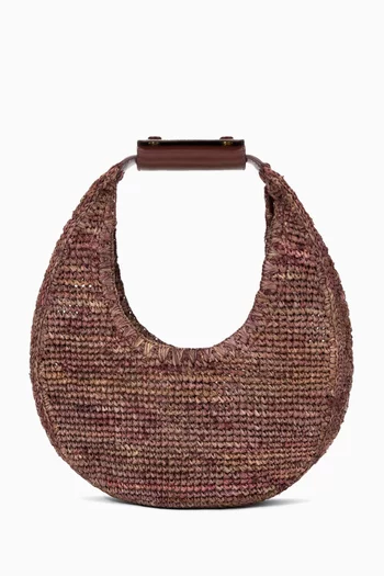 Small Moon Tote Bag in Raffia
