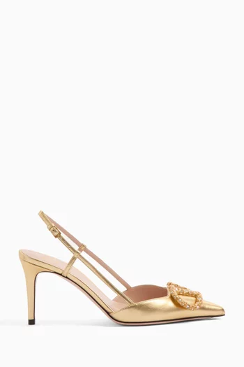 VLOGO 80 Signature Slingback Pumps in Laminated Nappa Leather